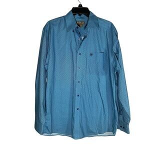 Ariat Jordi Posideon Geometric Print Fitted Shirt, Blue, Sz M